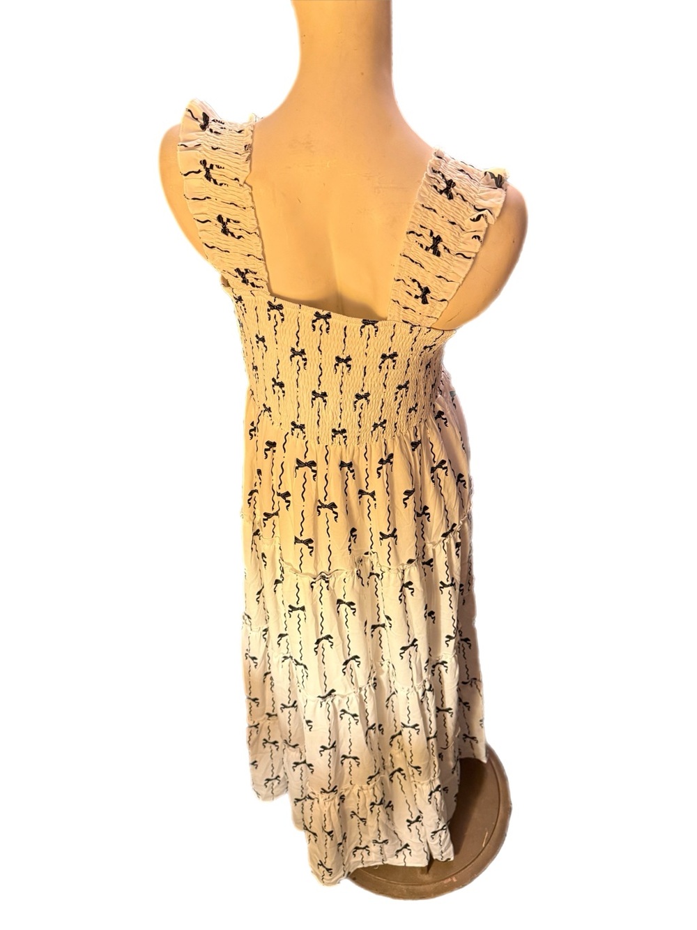 PrettyGarden NWT Bow Print Smocked Maxi Dress | Size Large - Picture 3 of 5